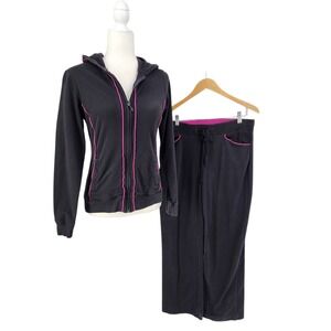 Vintage Y2K Sweat Tracksuit Set Sporty 90s Lounge Wide Leg Preppy Size Medium